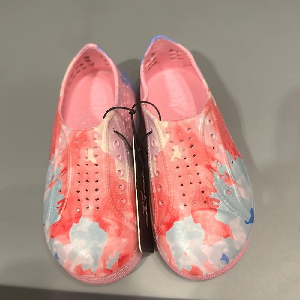 BEBE GIRLS TODDLER PAINT SPLATTER WATER SHOES: PINK: NWT: SZ 7/8